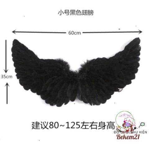 Cánh Thiên Thần Đen Cho Bé - Trang Phục Halloween Độc Đáo, Bộ Đồ Ba Mảnh Quỷ và Thiên Thần Hạn Chế