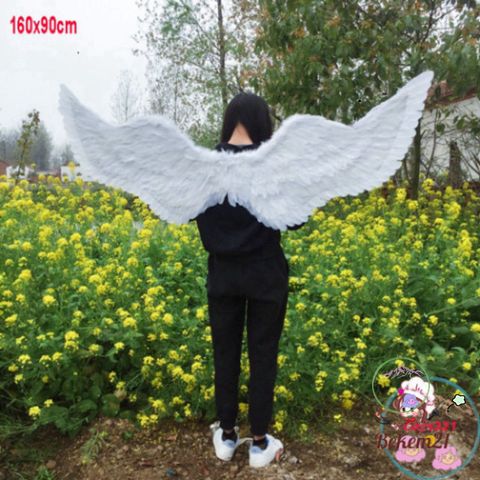 Bộ Cánh Thiên Thần Trắng và Cánh Ác Quỷ Đen Cosplay 160x90cm - Đồ Hóa Trang Độc Đáo cho Tiệc Halloween