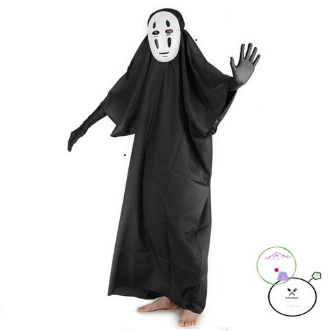 Bộ Trang Phục Bí Ẩn Áo Choàng Đen và Mặt Nạ Vô Diện - Cosplay Thú Vị Cho Trẻ Em và Người Lớn, Đủ Size