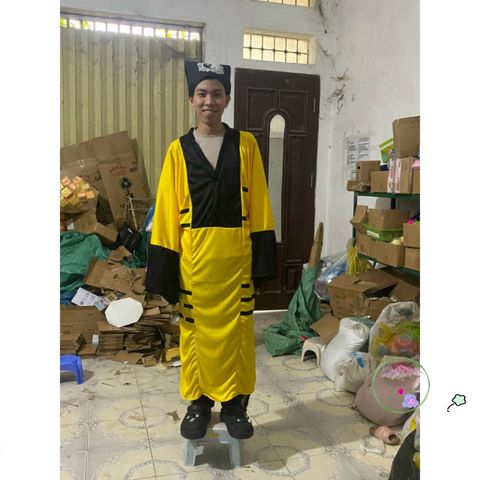 Bộ Trang Phục Pháp Sư Bắt Ma Halloween Cao Cấp - Áo, Nón, Chùm Râu Giả - Cosplay Ma Quái Chất Lượng