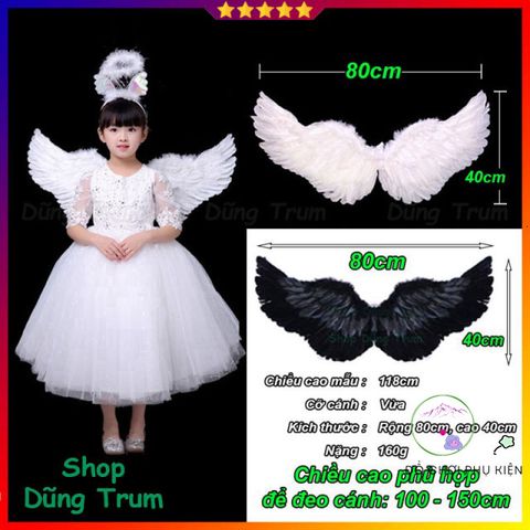 Cánh Thiên Thần Lông Vũ Đen Trắng - Phụ Kiện Hóa Trang Thiên Thần Cho Biểu Diễn, Chụp Ảnh, Làm Đẹp