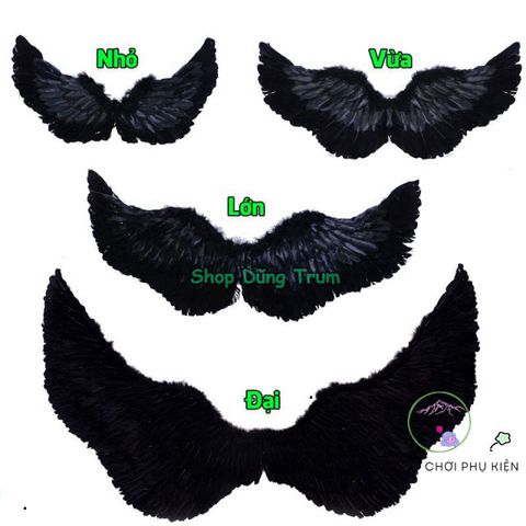 Cánh Thiên Thần Lông Vũ Đen Trắng - Phụ Kiện Hóa Trang Thiên Thần Cho Biểu Diễn, Chụp Ảnh, Làm Đẹp