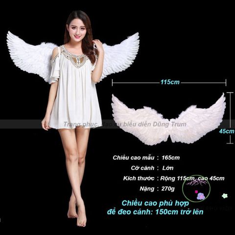 Cánh Thiên Thần Lông Vũ Đen Trắng - Phụ Kiện Hóa Trang Thiên Thần Cho Biểu Diễn, Chụp Ảnh, Làm Đẹp