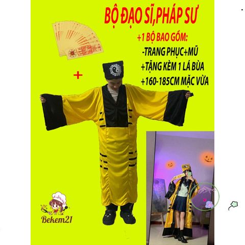Trang Phục Pháp Sư Hắc Bạch Vô Thường - Áo Quần Cosplay Sang Trọng, Hóa Trang Halloween, Đạo Sĩ, Cương Thi, Vô Diện