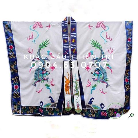 Áo Choàng Đạo Sĩ Bát Quái - Lụa Thêu Tinh Tế, Họa Tiết Tâm Linh, Cosplay Đạo Giáo, Màu Sắc Vũ Trụ Đen Đỏ Xanh Vàng Trắng