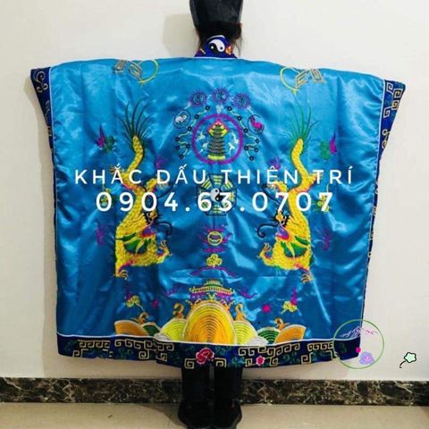 Áo Choàng Đạo Sĩ Bát Quái - Lụa Thêu Tinh Tế, Họa Tiết Tâm Linh, Cosplay Đạo Giáo, Màu Sắc Vũ Trụ Đen Đỏ Xanh Vàng Trắng