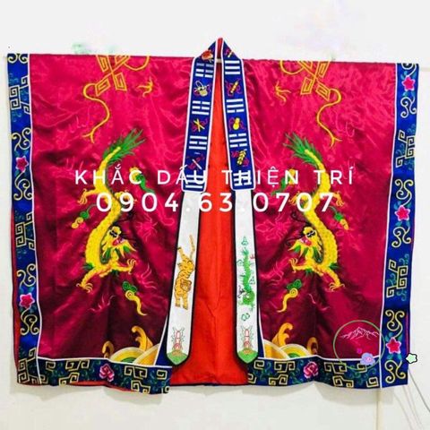 Áo Choàng Đạo Sĩ Bát Quái - Lụa Thêu Tinh Tế, Họa Tiết Tâm Linh, Cosplay Đạo Giáo, Màu Sắc Vũ Trụ Đen Đỏ Xanh Vàng Trắng