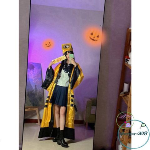 Bộ Trang Phục Hóa Trang Pháp Sư - Áo Đạo Sĩ Thiết Kế Cao Cấp cho Halloween và Cosplay, Gồm Nón và Lá Bùa Kỳ Bí