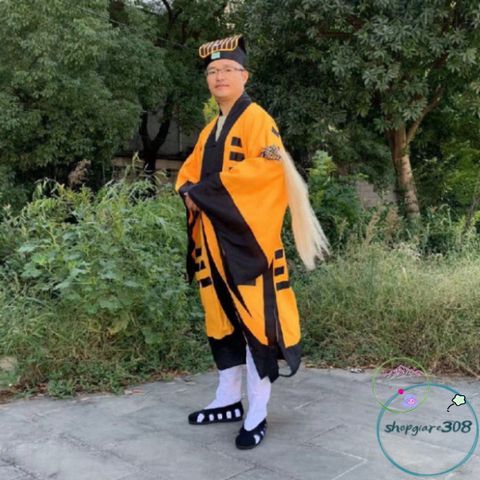 Bộ Trang Phục Hóa Trang Pháp Sư - Áo Đạo Sĩ Thiết Kế Cao Cấp cho Halloween và Cosplay, Gồm Nón và Lá Bùa Kỳ Bí