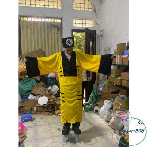 Bộ Trang Phục Hóa Trang Pháp Sư - Áo Đạo Sĩ Thiết Kế Cao Cấp cho Halloween và Cosplay, Gồm Nón và Lá Bùa Kỳ Bí