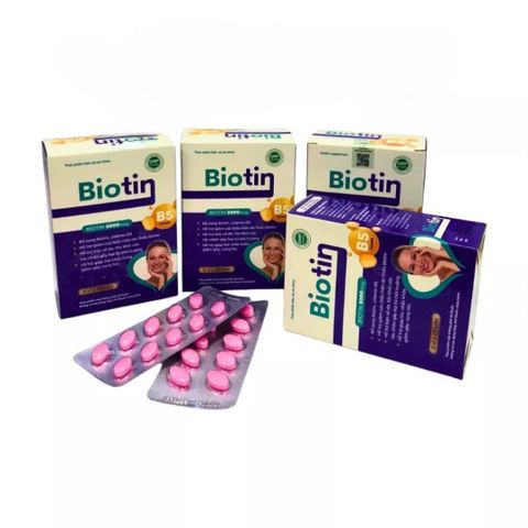 Viên Uống Biotin 5000mcg ROXTECH Hỗ Trợ Tóc Khỏe, Giảm Gãy Rụng - Chứa Vitamin B5, Hộp 50 Viên Bổ Sung Dinh Dưỡng Tóc Da