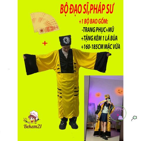 Bộ Trang Phục Pháp Sư và Đạo Sĩ - Hóa Trang Độc Đáo cho Lễ Hội, Cosplay, Chất Liệu Vải Sang Trọng