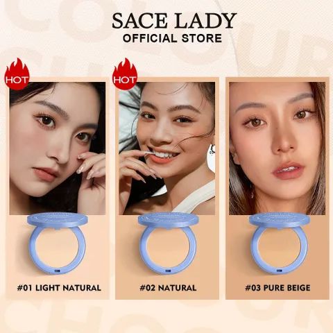 Phấn Phủ SACE LADY Kiềm Dầu Che Phủ Cao Lâu Tone 01 Classic Ivory 10g - Giúp Da Mịn Màng, Kháng Nước, Hoàn Hảo Cho Trang Điểm