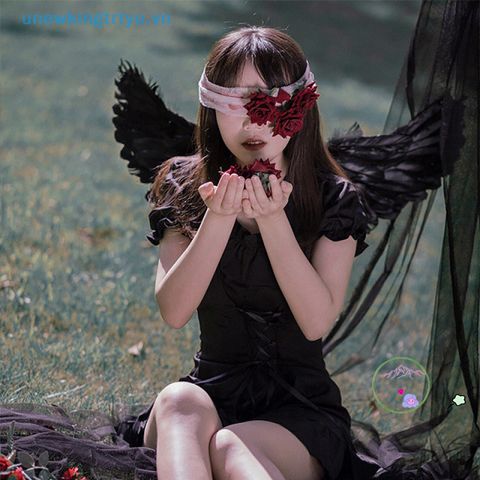 Cánh Thiên Thần Đen Trắng Hóa Trang - Phụ Kiện Halloween Cho Người Lớn Và Trẻ Em, Chất Liệu Lông Vũ, Kích Thước Đa Dạng