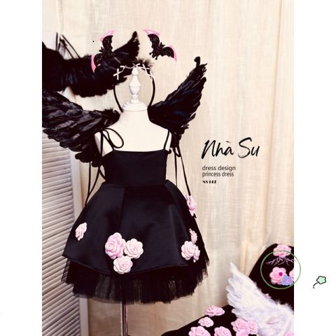 Cánh Đen Cosplay Bé Gái - Hóa Thành Thiên Thần hoặc Ác Quỷ Maleficent - Phụ Kiện Halloween Handmade ấn Tượng