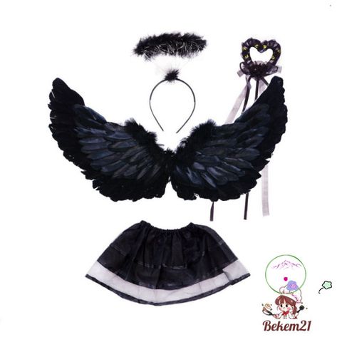 Bộ Cánh Thiên Thần 3 Chi Tiết - Hóa Trang Thiên Thần Lông Vũ Cho Bé Gái Dịp Halloween, Tết Nguyên Đán, New Year