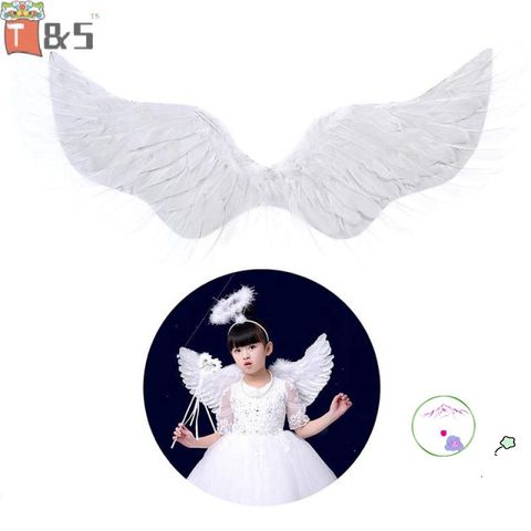 Cánh Thiên Thần Trắng Hóa Trang Cho Trẻ Em - Dây Đeo Đàn Hồi, Trang Trí Tiệc Giáng Sinh và Lễ Hội