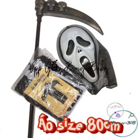 Bộ Trang Phục Hóa Trang Thần Chết - Áo Bộ Xương, Mặt Nạ Ma, Lưỡi Hái - Set Halloween Đầy Ấn Tượng Cho Bé Yêu