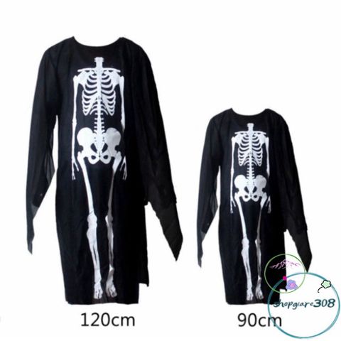 Bộ Trang Phục Hóa Trang Thần Chết - Áo Bộ Xương, Mặt Nạ Ma, Lưỡi Hái - Set Halloween Đầy Ấn Tượng Cho Bé Yêu