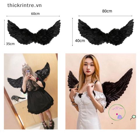 Cánh Thiên Thần Đen Halloween - Phụ Kiện Hóa Trang Độc Đáo Kích Thước 60x35cm, 80x40cm - Thời Trang Vũ Điệu Huyền Ảo