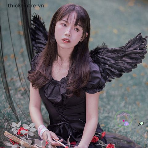 Cánh Thiên Thần Đen Halloween - Phụ Kiện Hóa Trang Độc Đáo Kích Thước 60x35cm, 80x40cm - Thời Trang Vũ Điệu Huyền Ảo