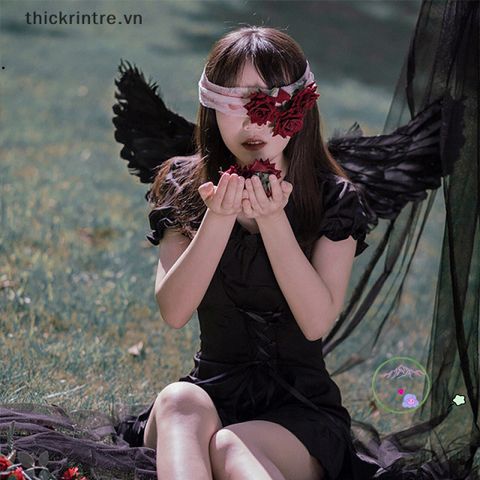 Cánh Thiên Thần Đen Halloween - Phụ Kiện Hóa Trang Độc Đáo Kích Thước 60x35cm, 80x40cm - Thời Trang Vũ Điệu Huyền Ảo
