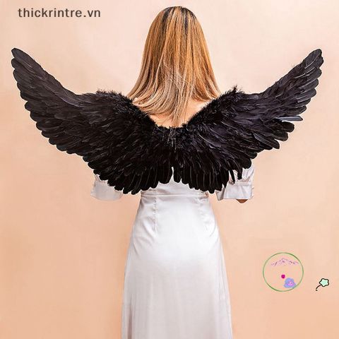Cánh Thiên Thần Đen Halloween - Phụ Kiện Hóa Trang Độc Đáo Kích Thước 60x35cm, 80x40cm - Thời Trang Vũ Điệu Huyền Ảo