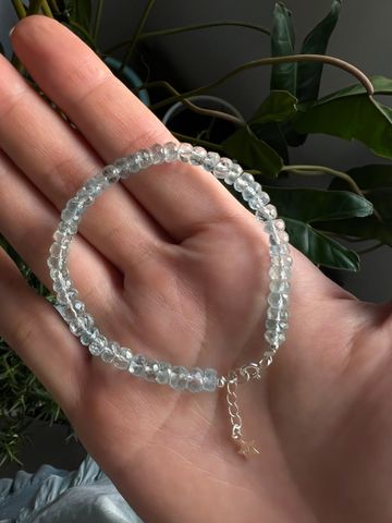 Chuỗi Vòng Tay Đá Aquamarine Tự Nhiên Cắt Giác Sang Trọng - Trang Sức Thời Trang Cao Cấp, Phong Thủy Tinh Tế