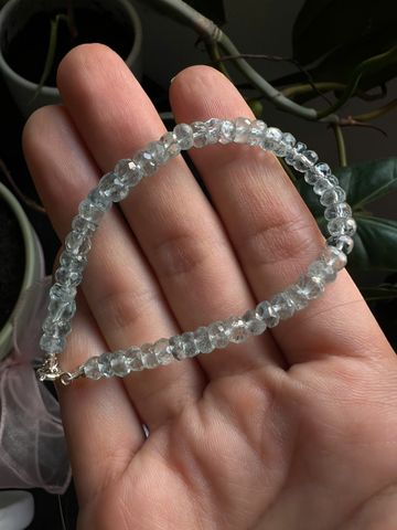 Chuỗi Vòng Tay Đá Aquamarine Tự Nhiên Cắt Giác Sang Trọng - Trang Sức Thời Trang Cao Cấp, Phong Thủy Tinh Tế