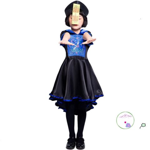 Bộ Trang Phục Halloween Ma Cương Thi Đỏ Đen Cho Trẻ Em - Áo Nón Halloween Độc Đáo 2025