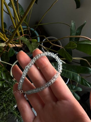Vòng Tay Đá Aquamarine Phong Thủy Thật - Chuỗi Vòng Cắt Giác Siêu Trong, Trang Sức Thời Trang Tăng Cường Tình Yêu và Sức Khỏe
