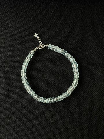 Vòng Tay Đá Aquamarine Phong Thủy Thật - Chuỗi Vòng Cắt Giác Siêu Trong, Trang Sức Thời Trang Tăng Cường Tình Yêu và Sức Khỏe