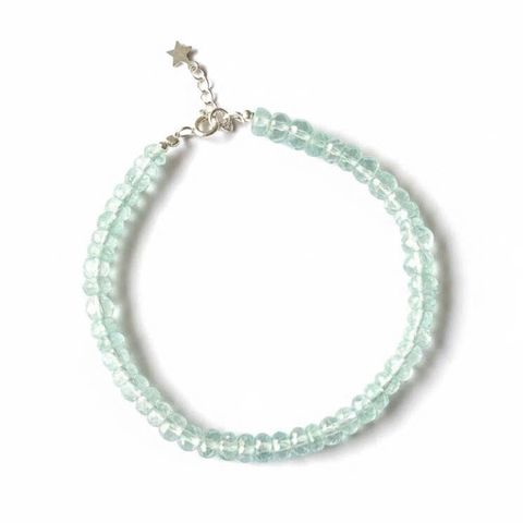 Vòng Tay Đá Aquamarine Phong Thủy Thật - Chuỗi Vòng Cắt Giác Siêu Trong, Trang Sức Thời Trang Tăng Cường Tình Yêu và Sức Khỏe