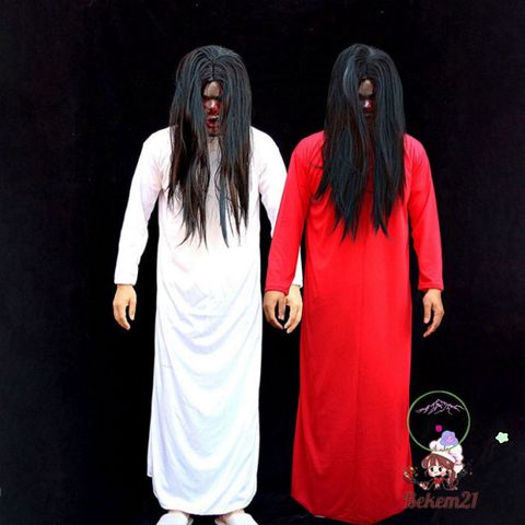 Bộ Trang Phục Hóa Trang Cương Thi Nhung Đỏ Kèm Tóc Giả - Chiếc Đầm Ma Quái Cho Halloween Thực Sự Ấn Tượng!