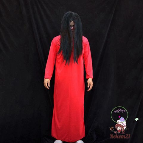 Bộ Trang Phục Hóa Trang Cương Thi Nhung Đỏ Kèm Tóc Giả - Chiếc Đầm Ma Quái Cho Halloween Thực Sự Ấn Tượng!