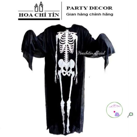 Áo Choàng Bọ Xương Thần Chết Halloween - Kèm Găng Tay và Mặt Nạ Kinh Dị - Đồ Hóa Trang Độc Đáo Cho Trẻ Em và Người Lớn