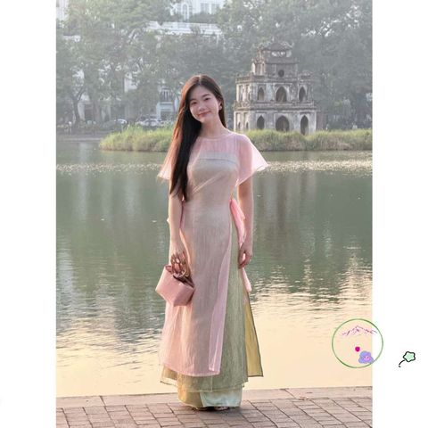 Áo Dài Mầm Tết 2026 - Bộ Set Hai Dây Kết Hợp Áo Choàng Tơ Giấy, Thời Trang Nữ Độc Đáo và Thanh Lịch