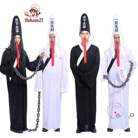 Bộ Đồ Hóa Trang Halloween Hắc Bạch Vô Thường - Thời Trang Kinh Dị Cho Người Lớn, Phục Trang Cosplay Độc Đáo