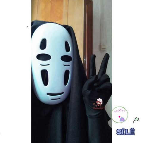 Set Hóa Trang Vô Diện - Áo Choàng Đen, Mặt Nạ Kaonashi và Găng Tay Cho Trẻ Em và Người Lớn - Cosplay Hayao Miyazaki