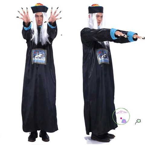 Bộ Trang Phục Halloween Cương Thi - Hóa Trang Ma Quái Với Mặt Nạ & Tóc Giả Cho Trẻ Em - Phụ Kiện Cosplay Thầy Pháp Sư Bắt Ma