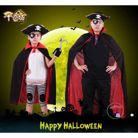 Bộ Trang Phục Ma Cà Rồng Halloween Hai Mặt Kèm Mặt Nạ - Áo Choàng Đen Đỏ Cho Trẻ Em và Người Lớn, Trang Phục Cosplay Dịp Lễ