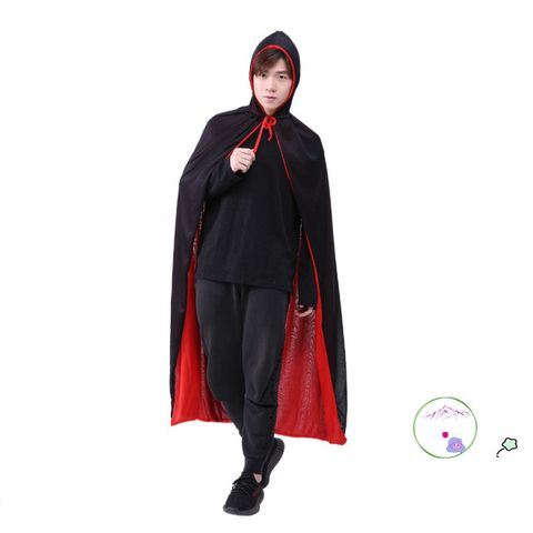 Bộ Trang Phục Ma Cà Rồng Halloween Hai Mặt Kèm Mặt Nạ - Áo Choàng Đen Đỏ Cho Trẻ Em và Người Lớn, Trang Phục Cosplay Dịp Lễ