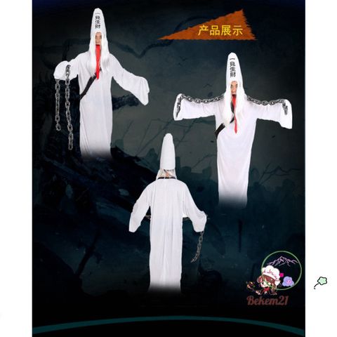Bộ Trang Phục Halloween Hắc Bạch Vô Thường - Đồ Hóa Trang Kinh Dị Cho Trẻ Em - Phán Quan, Diêm Vương, Cương Thi, Vô Diện