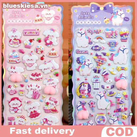 Sticker Kawaii 3D Hình Chó Mèo Dễ Thương - Nhãn Dán Trang Trí Điện Thoại & Laptop DIY, Quà Tặng Cho Fan Anime