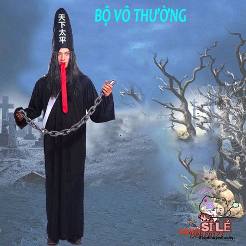 Trang Phục Halloween Cương Thi Đen Trắng - Pháp Sư Diêm Vương Dành Cho Người Lớn, Hóa Trang Cosplay Độc Đáo, Size Cho Người Lớn
