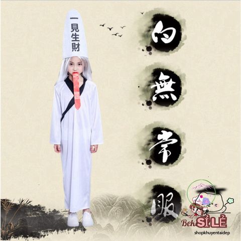 Trang Phục Halloween Cương Thi Đen Trắng - Pháp Sư Diêm Vương Dành Cho Người Lớn, Hóa Trang Cosplay Độc Đáo, Size Cho Người Lớn