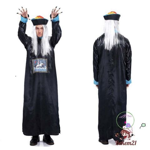 Bộ Trang Phục Halloween Cương Thi Hắc Bạch Vô Thường Diêm Vương Dành Cho Người Lớn - Hóa Trang Pháp Sư Độc Đáo, Cosplay ấn Tượng