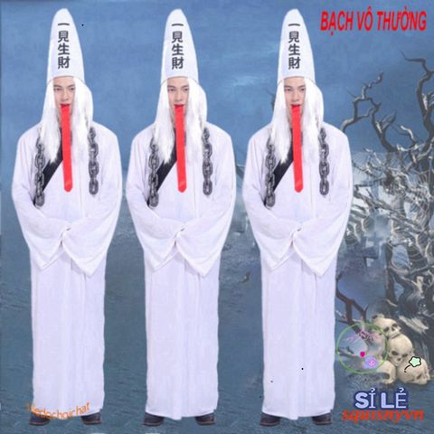 Bộ Đồ Hóa Trang Thần Chết Halloween Kinh Dị - Hắc Bạch Cương Thi Cho Tiệc Hóa Trang - Phụ Kiện Cosplay Đầy Ảo Dị