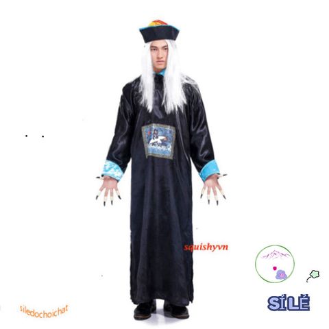Bộ Đồ Hóa Trang Thần Chết Halloween Kinh Dị - Hắc Bạch Cương Thi Cho Tiệc Hóa Trang - Phụ Kiện Cosplay Đầy Ảo Dị