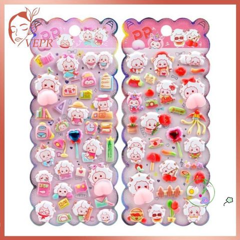 Miếng Dán Thêu 3D Hình Thú Cừu Dễ Thương Trang Trí Điện Thoại - Quà Tặng Đáng Yêu Cho Bé Gái, Giải Tỏa Căng Thẳng